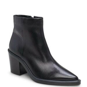 Vince Camuto Rinvalla Bootie - Black Leather, Pointed Toe, Low Block Heel Sz 10